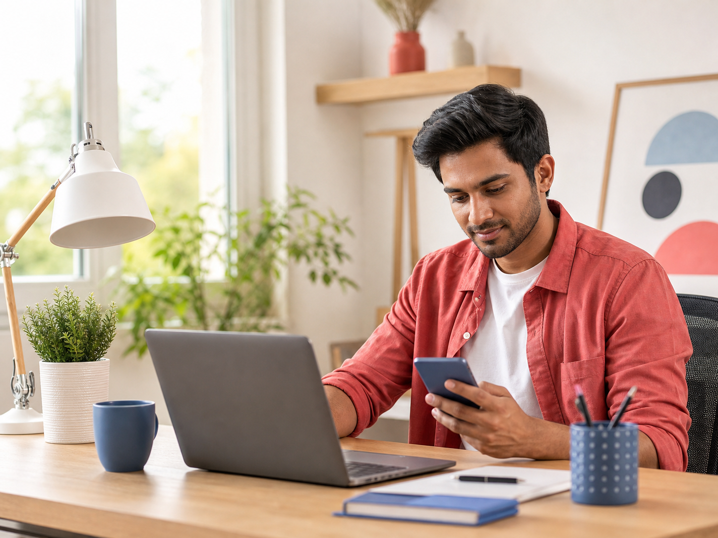 Completing online tasks from a home workspace